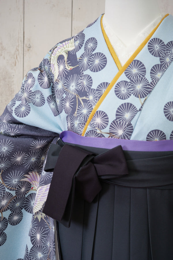 KR-040/水色鶴松葉　卒業袴