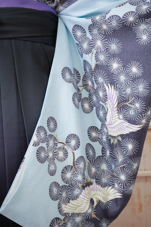 KR-040/水色鶴松葉　卒業袴