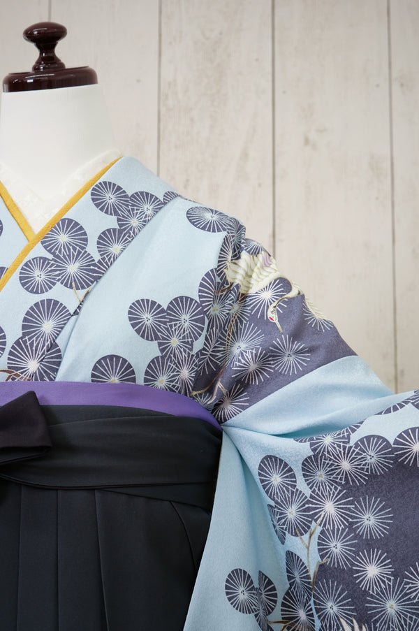 KR-040/水色鶴松葉　卒業袴